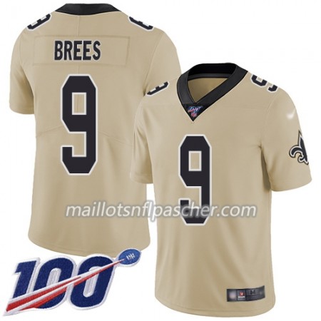 Maillot New Orleans Saints Drew Brees 9 Nike Gold 100th - Homme